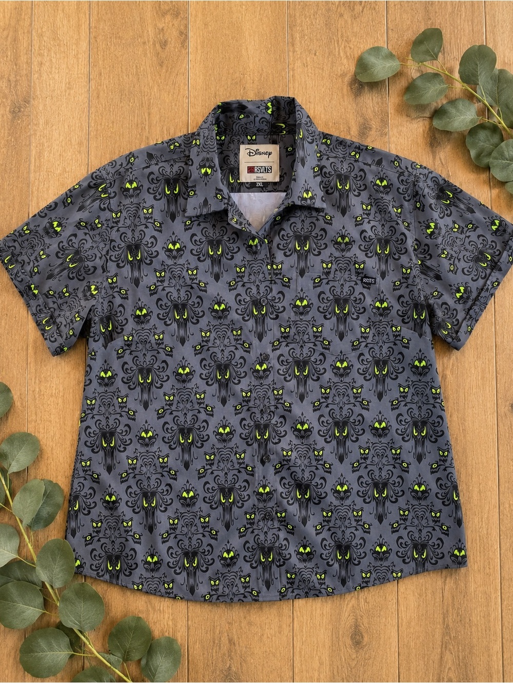 RSVLTS Disney Haunted Mansion Wall Creeps Button Up Shirt 2XL